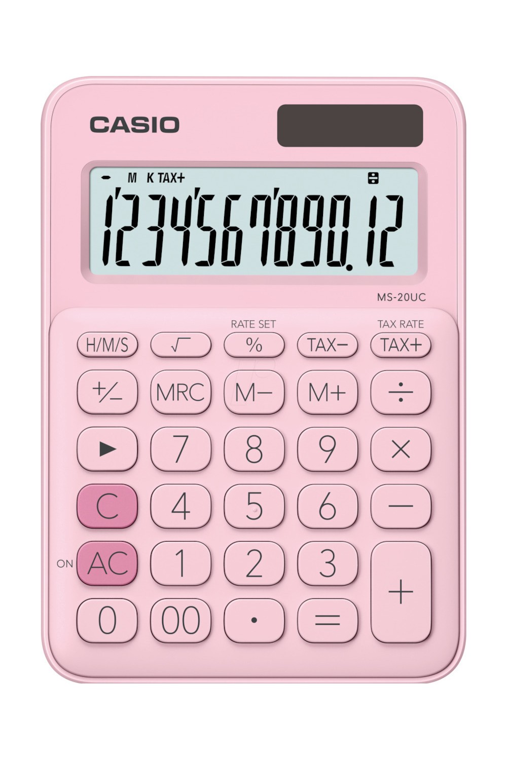 Casio Αριθμομηχανή Λογιστική MS-20UC MS-20UC-PK 12 Ψηφίων σε Ροζ Χρώμα