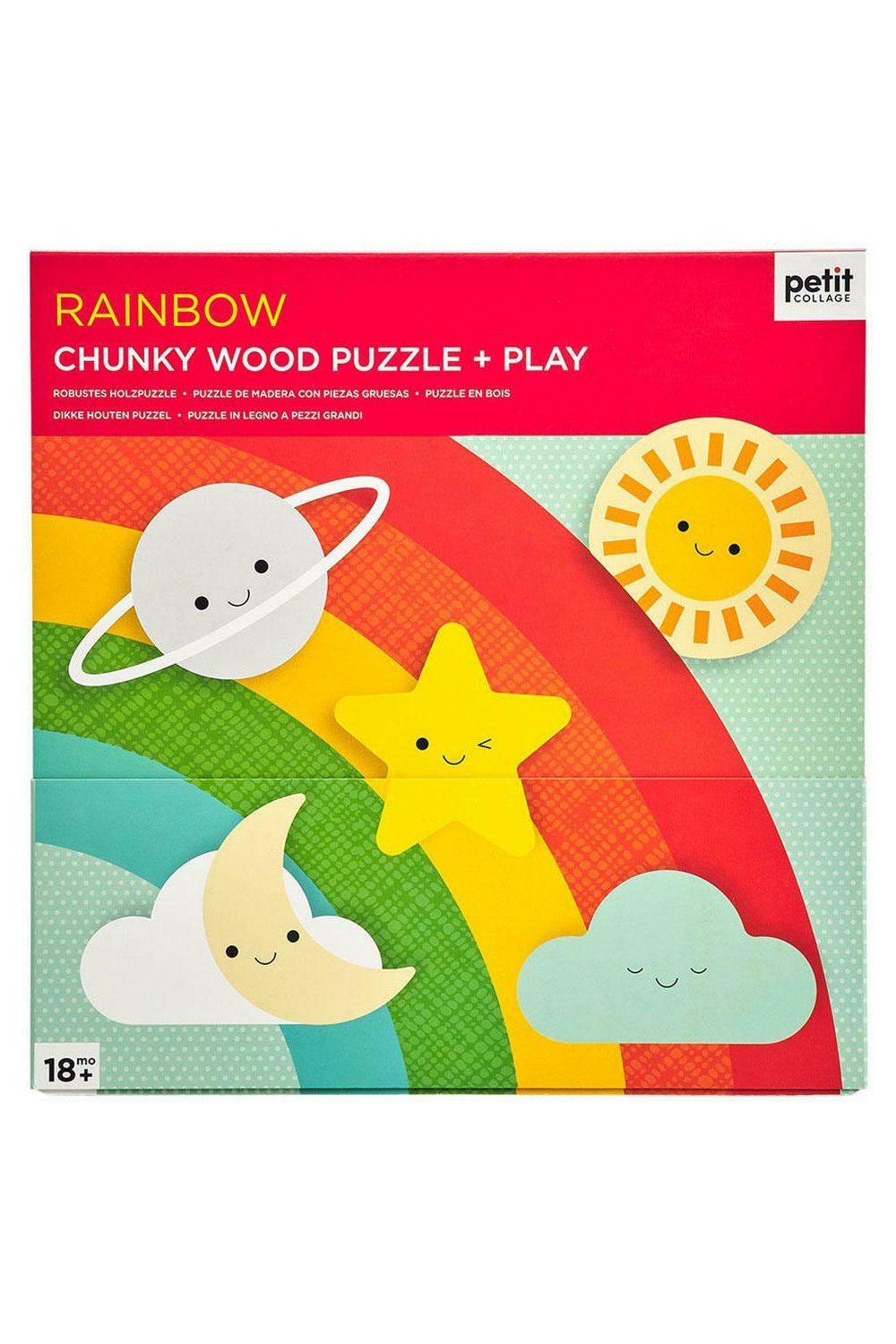 Ξύλινο Παιδικό Puzzle Σφηνώματα Ουράνιο Τόξο 5pcs για 1.5+ Ετών Petit  Collage PTC503
